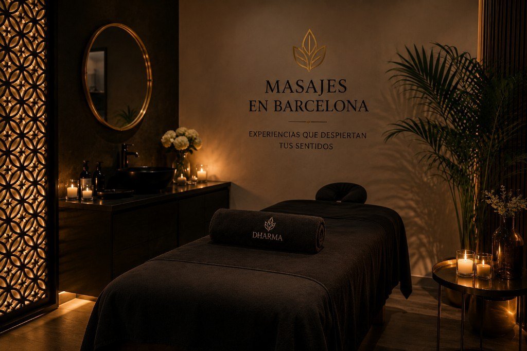 Sala privada de Masajes Dharma en Barcelona preparada para un masaje Nuru